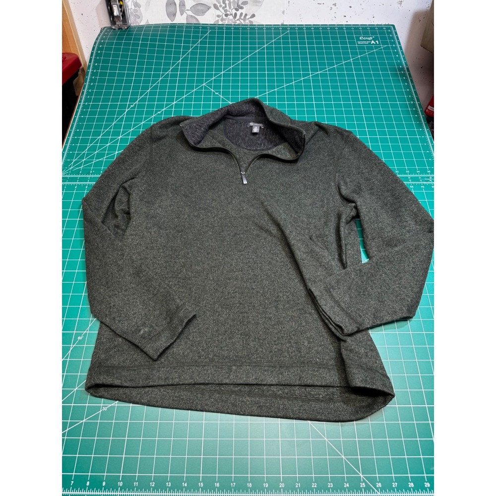 Van Heusen Womens Large Green Marled Quarter Zip Pullover Sweater Mock Neck L